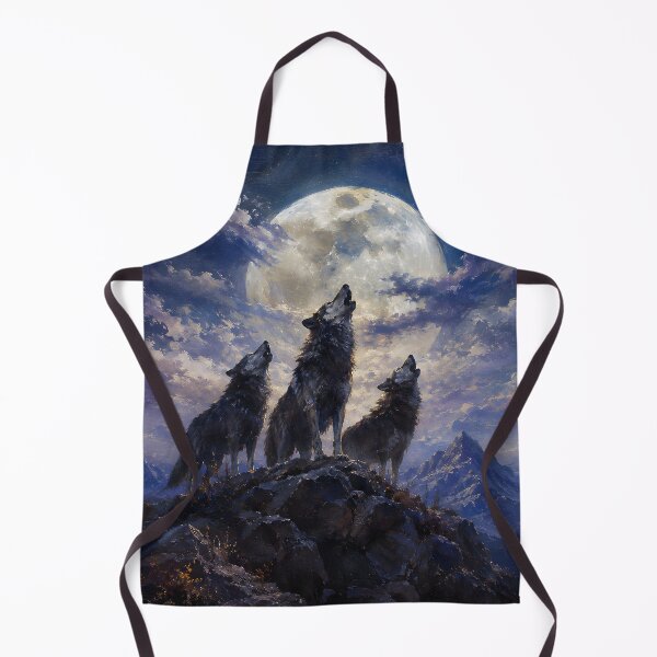 Item preview, Three Wolves Moonlit Peak Fine Art Painting Wall Art Gift for Wildlife Lovers designed and sold by Nightarel.