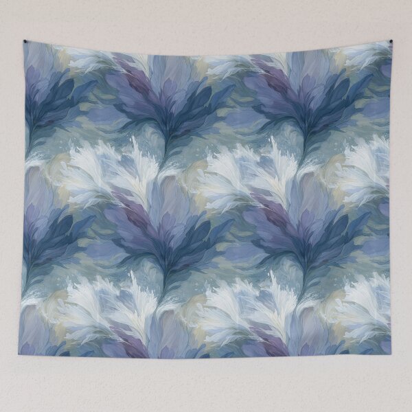Item preview, Abstract First Frost Watercolor Ice Bloom Tapestry designed and sold by TJ Art and Camera.