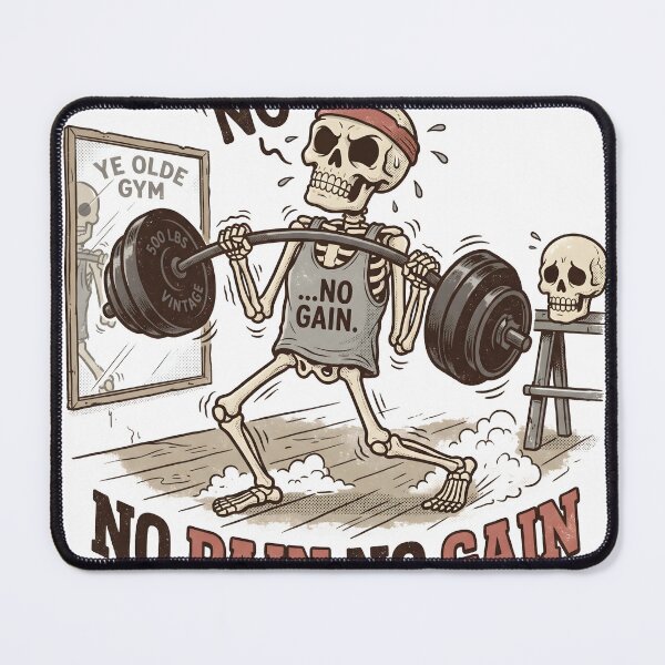 Item preview, Skeleton Lifting Heavy Barbell at Ye Olde Gym No Pain No Gain Graphic designed and sold by MisteryDesigner.