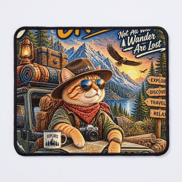 Item preview, Adventure Cat Road Trip Mountain Explorer Cat Outdoor Travel Design designed and sold by TeeVibeHaus.