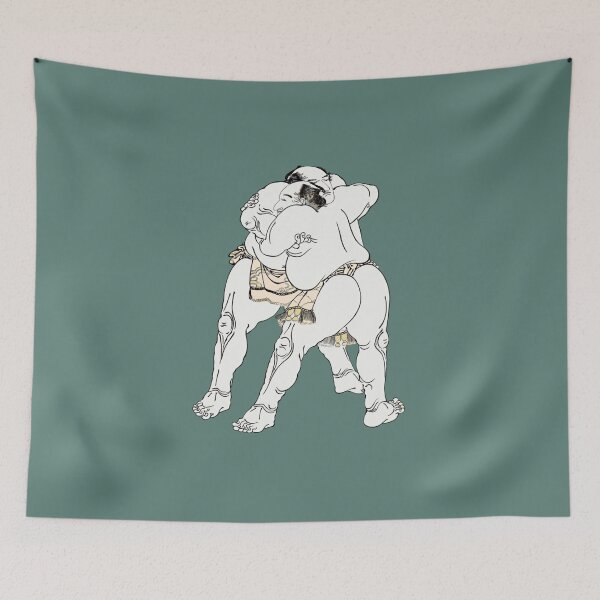 Item preview, Japanese Sumo Wrestler - Modern Ukiyo-e Art - Minimalist Japanese Design, Dark Sea Green designed and sold by Black Swallow.
