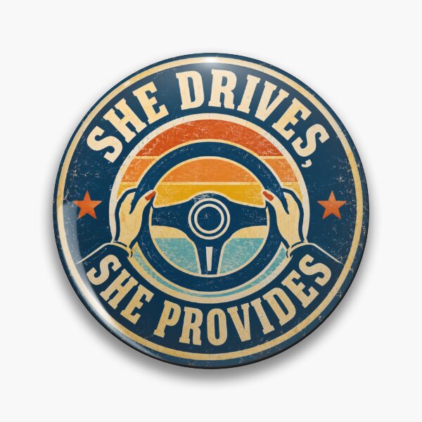 Item preview, She Drives She Provides - Retro Female Trucker Driver Gift designed and sold by Haque Desigens.