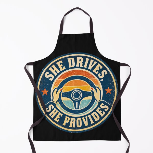 Item preview, She Drives She Provides - Retro Female Trucker Driver Gift designed and sold by Haque Designs.