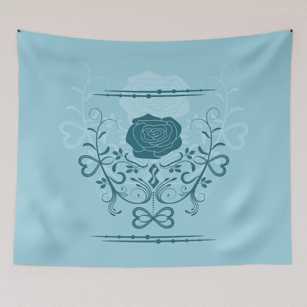 Item preview, Rose ornament, ash-grey, blue designed and sold by RedPoppyStudio.