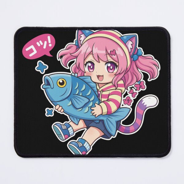 Item preview, Kawaii Neko Girl & Big Fish – Cute Chibi designed and sold by Revyra Design .