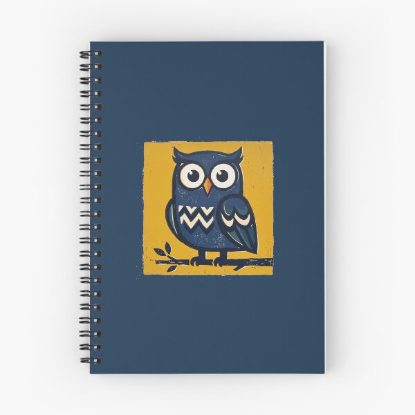 Item preview, Cute Blue Owl Retro Linocut Woodcut Block Print Art designed and sold by KiwiRider.