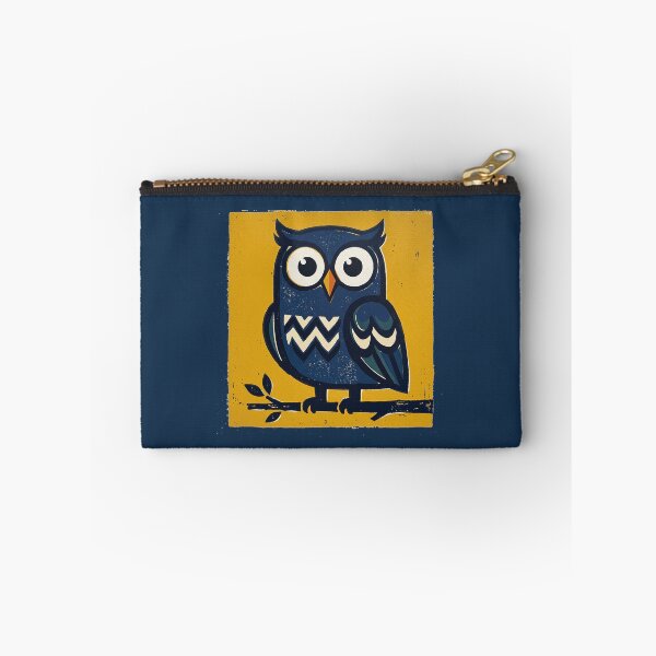 Item preview, Cute Blue Owl Retro Linocut Woodcut Block Print Art designed and sold by KiwiRider.