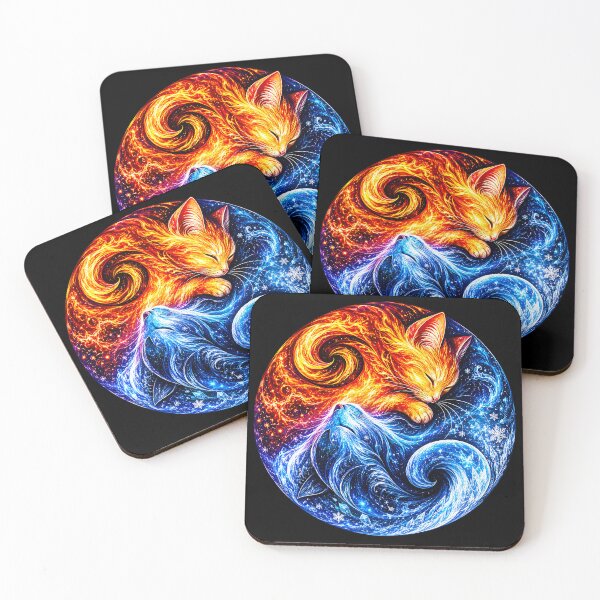 Item preview, ⚖️ PURRFECTLY BALANCED COLLECTION ⚖️ - GALAXY FIRE & ICE CATS designed and sold by WheelieGdArt.