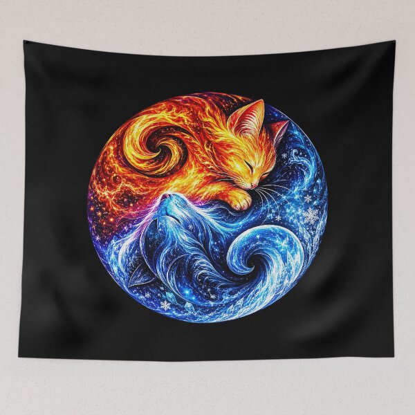 Item preview, ⚖️ PURRFECTLY BALANCED COLLECTION ⚖️ - GALAXY FIRE & ICE CATS designed and sold by WheelieGdArt.