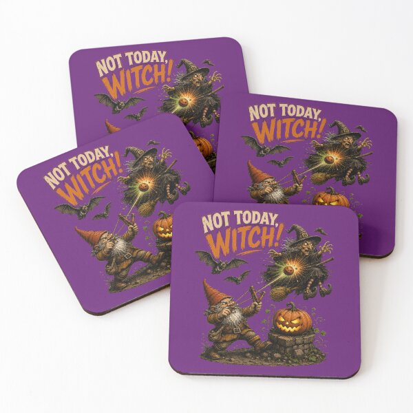 Item preview, Gnome vs Witch – Slingshot Showdown | Funny Halloween Vintage Design designed and sold by Alpine-Ink.