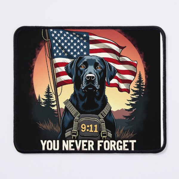 Item preview, PATRIOT DAY 911 NEVER FORGET BLACK LABRADOR K9 DOG ART designed and sold by PawsStudioAU.