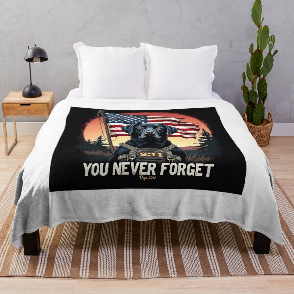 Item preview, PATRIOT DAY 911 NEVER FORGET BLACK LABRADOR K9 DOG ART designed and sold by PawsStudioAU.