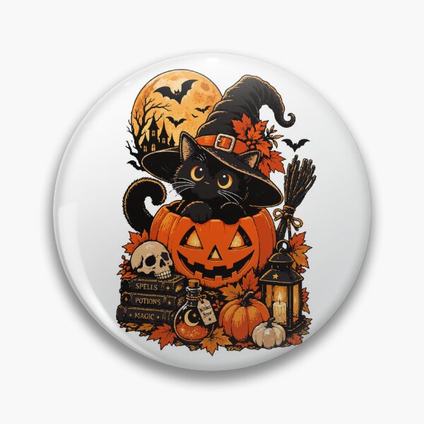 Item preview, Black Cat Witch Pumpkin Vintage Halloween Magic designed and sold by Sunday.Supply.