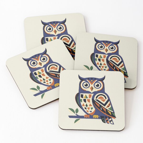 Item preview, Geometric Owl Mid Century Modern Retro Folk Art designed and sold by KiwiRider.