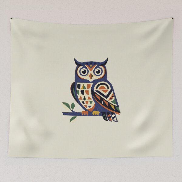Item preview, Geometric Owl Mid Century Modern Retro Folk Art designed and sold by KiwiRider.