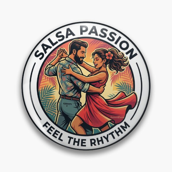 Item preview, Salsa Passion Feel the Rhythm – Retro Tropical Dance Couple, Vintage Sunset Beach Circle Emblem, Latin Dancers Apparel Graphic Sticker designed and sold by SmartPuns.