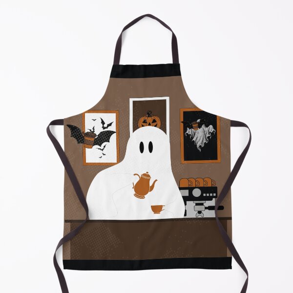 Item preview, Spooky Ghost Coffee Shop – Cute Halloween Café Illustration designed and sold by Rav3nArt.