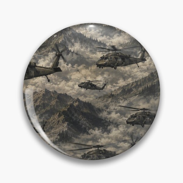 Item preview, Helicopter Formation Over Misty Mountains designed and sold by Military Insignia Products.