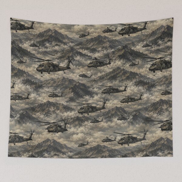 Item preview, Helicopter Formation Over Misty Mountains designed and sold by Military Insignia Products.