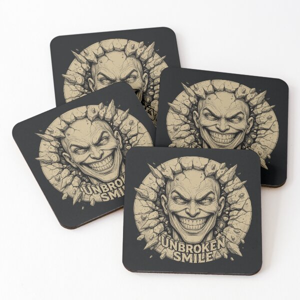 Item preview, Unbroken Smile Creepy Grinning Face Cracking Stone Wall Gothic Dark Humor Comic Art designed and sold by MarCinu Art.