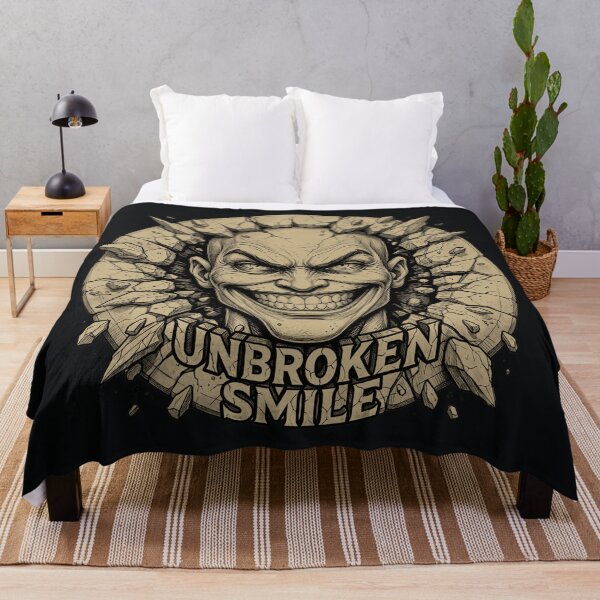 Item preview, Unbroken Smile Creepy Grinning Face Cracking Stone Wall Gothic Dark Humor Comic Art designed and sold by MarCinu Art.