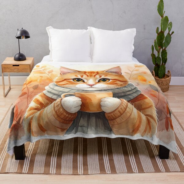 Item preview, Cat Holding Warm Coffee Mug Watercolor designed and sold by BetweenForms.