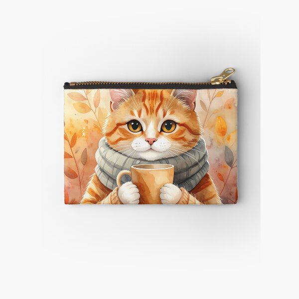Item preview, Cat Holding Warm Coffee Mug Watercolor designed and sold by BetweenForms.