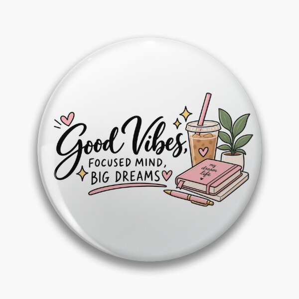 Item preview, Good Vibes Big Dreams – Minimalist Motivational Laptop Sticker designed and sold by StickyDelights.