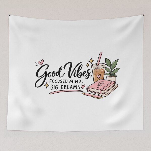 Item preview, Good Vibes Big Dreams – Minimalist Motivational Laptop Sticker designed and sold by StickyDelights.