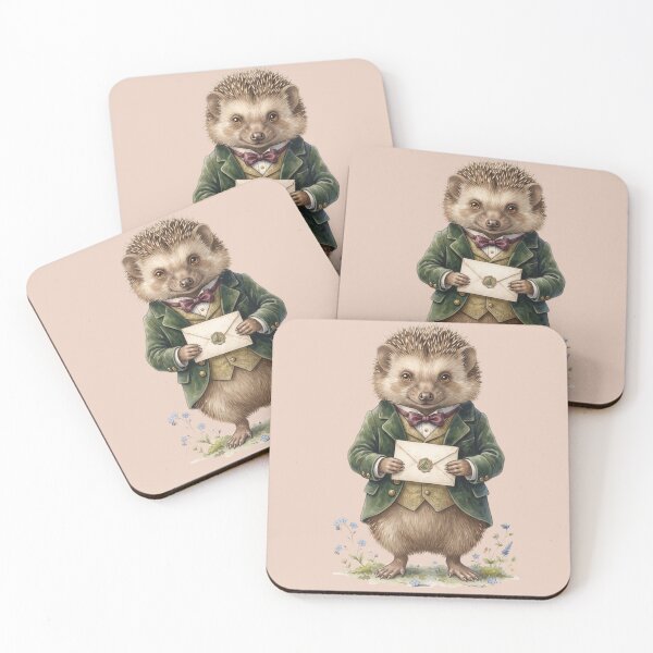 Item preview, Vintage Hedgehog Gentleman with  Letter designed and sold by ImageryLoom.