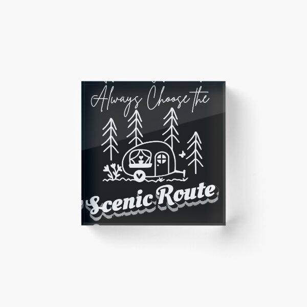 Item preview, Always Choose The Scenic Route Camper Design on Black | Retro RV Travel Gift designed and sold by DonnaRaine.