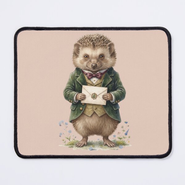 Item preview, Vintage Hedgehog Gentleman with  Letter designed and sold by ImageryLoom.