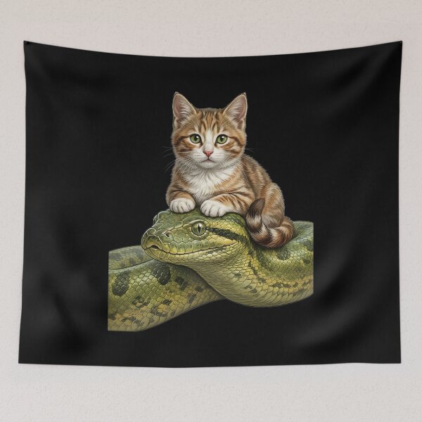 Item preview, Cute cat and anaconda designed and sold by ReneMM.