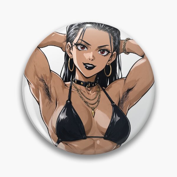 Item preview, Animated Manga art woman standing with hands behind her heads in a bikini top with unshaven underarms designed and sold by Vintage Designs +.