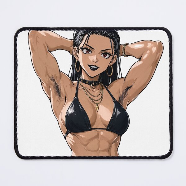Item preview, Animated Manga art woman standing with hands behind her heads in a bikini top with unshaven underarms designed and sold by Vintage Designs +.