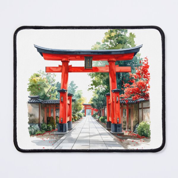 Item preview, Red Torii Gate in Misty Bamboo Forest designed and sold by BetweenForms.