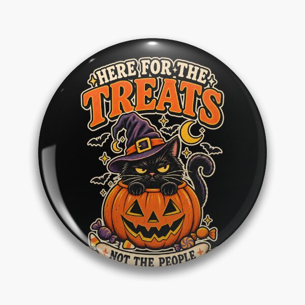Item preview, Here for the Treats Not the People – Funny Black Cat Halloween designed and sold by Ajdaprint.