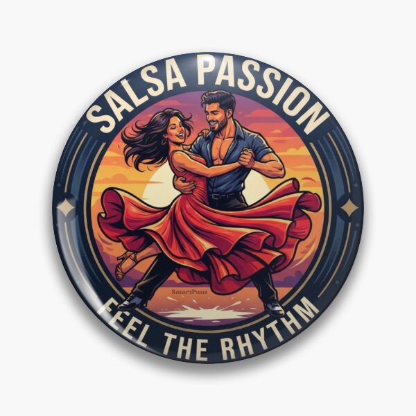 Item preview, Salsa Passion Feel the Rhythm – Retro Luxury Dance Couple, Vintage Golden Sunset Circle Emblem, Sensual Latin Dancers Apparel Graphic Sticker designed and sold by SmartPuns.