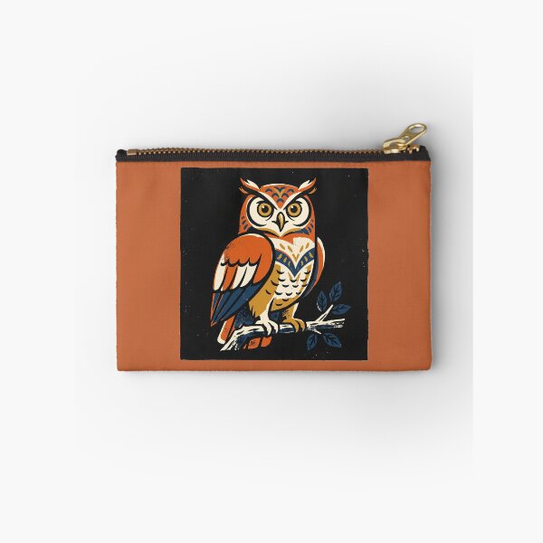 Item preview, Great Horned Owl Retro Linocut Folk Art Block Print designed and sold by KiwiRider.