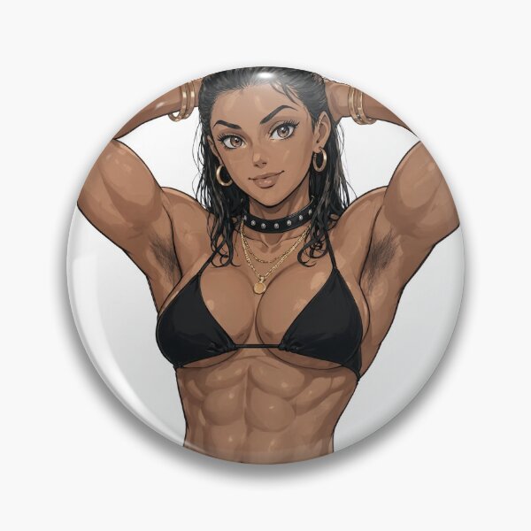 Item preview, Animated Manga art woman standing with hands behind her heads in a bikini top with unshaven underarms designed and sold by Vintage Designs +.