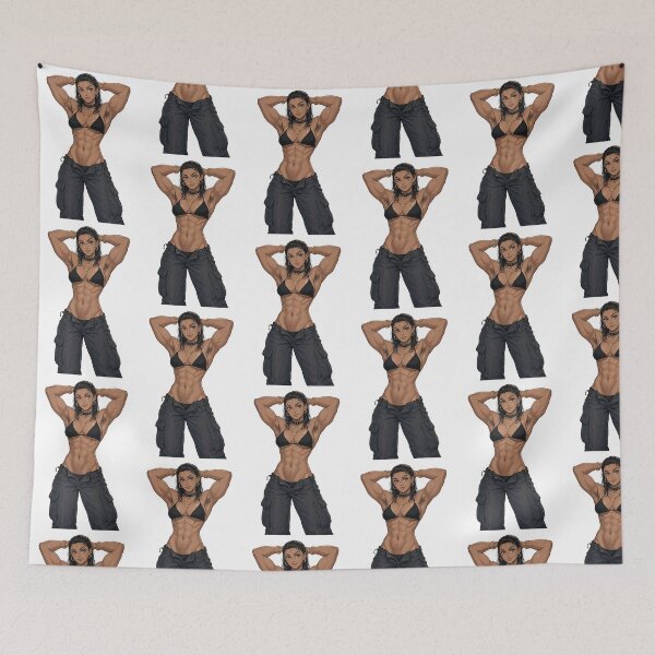 Item preview, Animated Manga art woman standing with hands behind her heads in a bikini top with unshaven underarms designed and sold by Vintage Designs +.