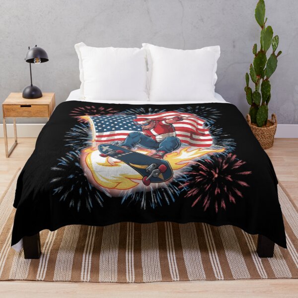 Item preview, American Flag Skateboarding USA Skater with Fireworks designed and sold by SkymarArt.