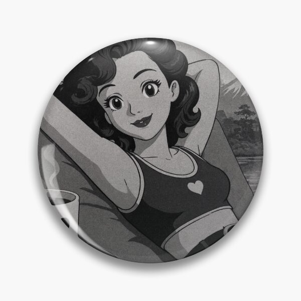 Item preview, Cute anime manga girl reclining with a cup of coffee designed and sold by Vintage Designs +.
