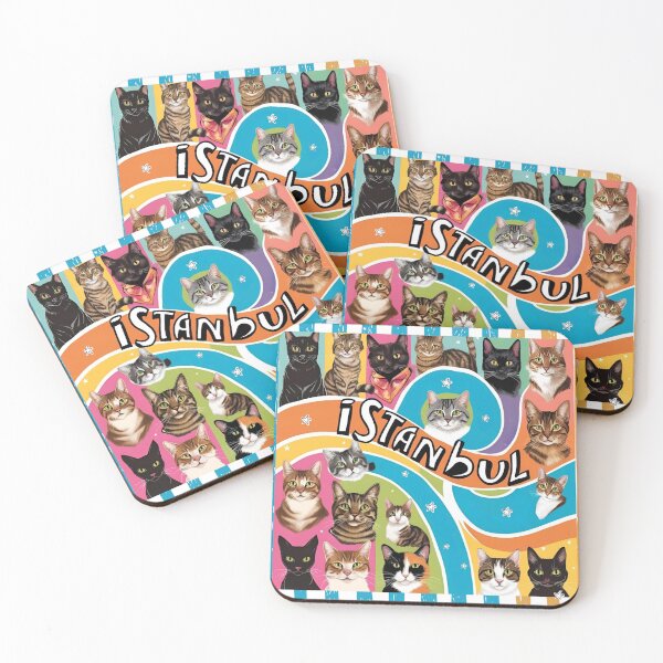 Item preview, Cats of Istanbul Colorful Retro Pop Art - Cute Stray Cats Collage designed and sold by asliberry.