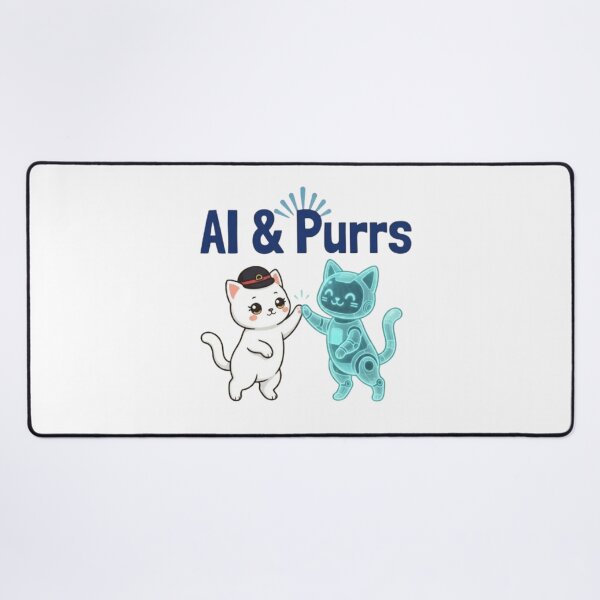 Item preview, AI & Purrs – Cute Cat and AI Robot High Five, Funny Tech Cat Gift designed and sold by PrintforDesign.