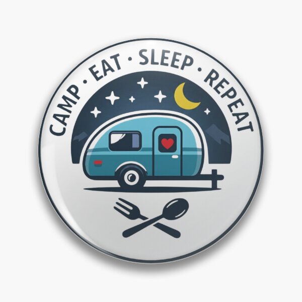 Item preview, Camp Eat Sleep Repeat Camper Van Sticker Camping Lover designed and sold by GabeMountainArt.