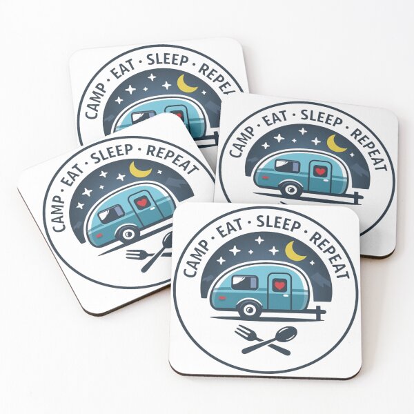 Item preview, Camp Eat Sleep Repeat Camper Van Sticker Camping Lover designed and sold by GabeMountainArt.