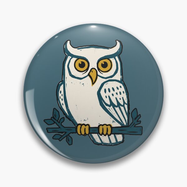 Item preview, Snowy Owl White Linocut Block Print Retro Bird designed and sold by KiwiRider.