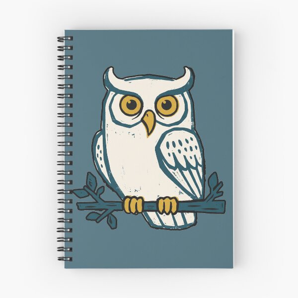 Item preview, Snowy Owl White Linocut Block Print Retro Bird designed and sold by KiwiRider.