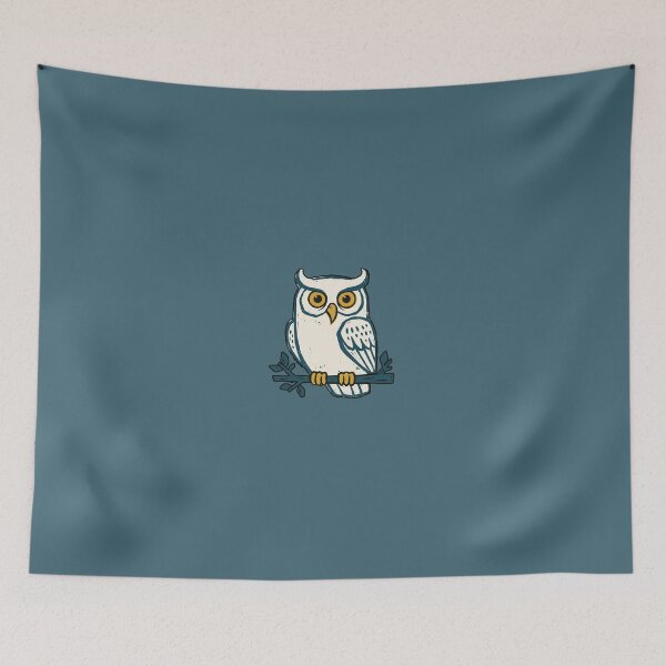 Item preview, Snowy Owl White Linocut Block Print Retro Bird designed and sold by KiwiRider.